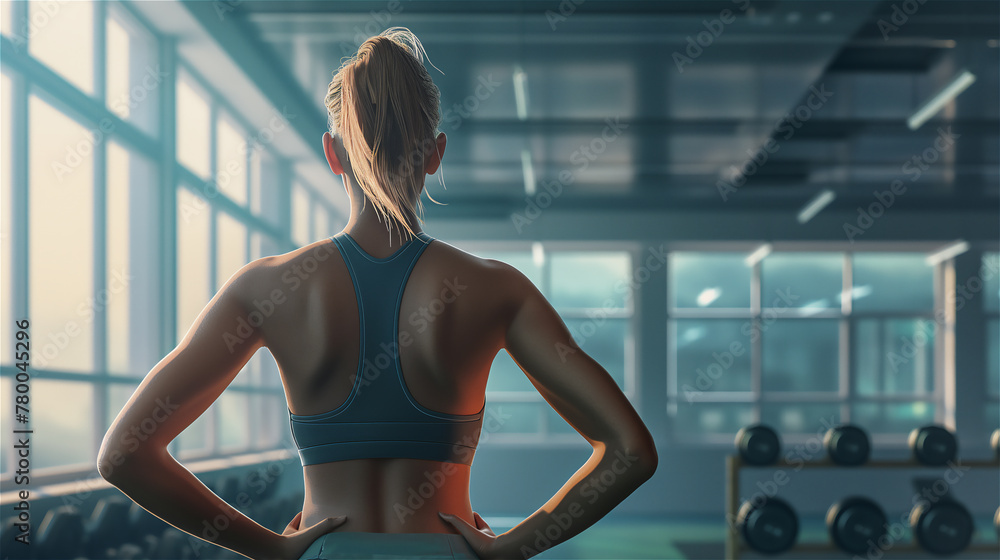 Silhouette of a woman at the gym.