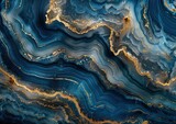 Luxurious Marble Waves - Elegant blue marble texture with veins of gold