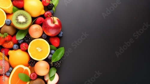 fruits on a darck background with space for text