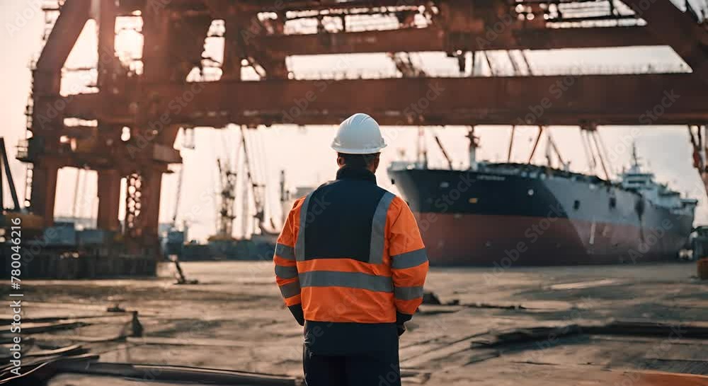 Engineer man in a port. Engineer man in a port.