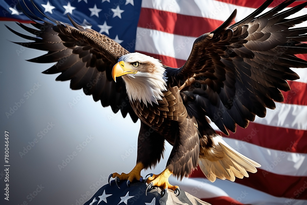 Naklejka premium Eagle in American flag