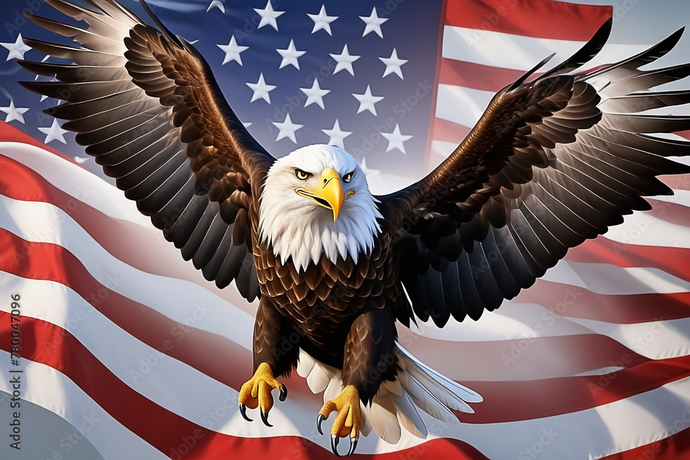 Naklejka premium Eagle in American flag