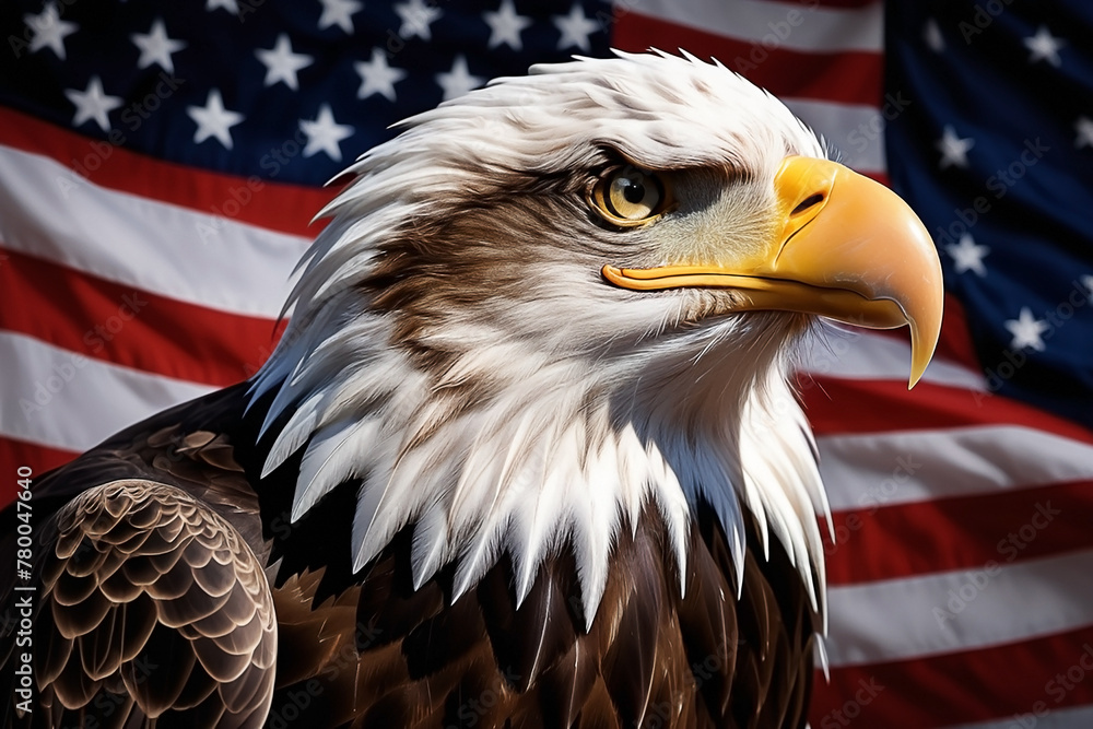 Naklejka premium Eagle in American flag