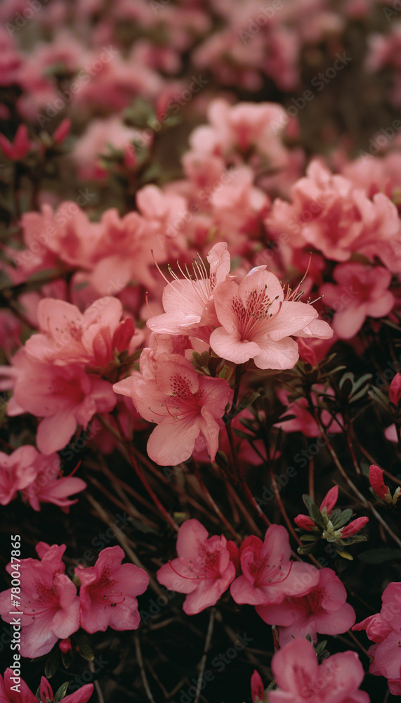 Serene Pink Azaleas Blooming in Lush Garden Serene Pink Azaleas Blooming in Lush Garden
