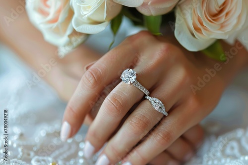 Close Up of Persons Hand With Diamond Ring
