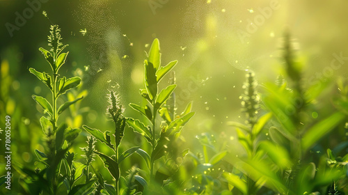 Blooming ragweed serves as an allergen for allergy sufferers during the warm season photo
