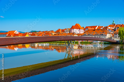 Bridge over Drava river in Maribor, Slovenia photo