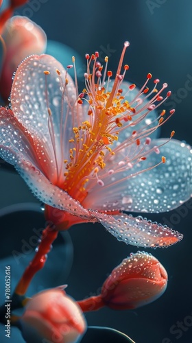 Water Droplets on Close up of Flower