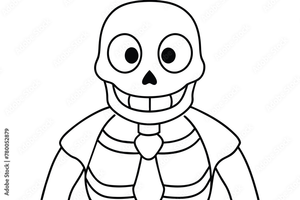 Cartoon funny skeleton, line art, vector illustration. Cartoon funny skeleton, line art, vector illustration.
