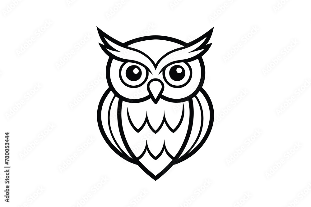 Owl mascot character logo design, line art, vector illustration Owl mascot character logo design, line art, vector illustration