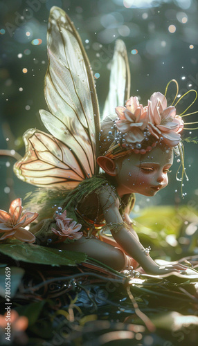 Cute baby butterfly as a faerie