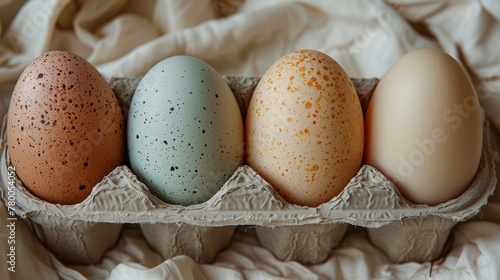 Eggbox with 4 types of temperaments. Sanguine, choleric, phlegmatic, and melancholic. photo