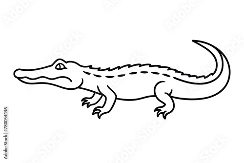 Crocodile logo  line art  vector illustration