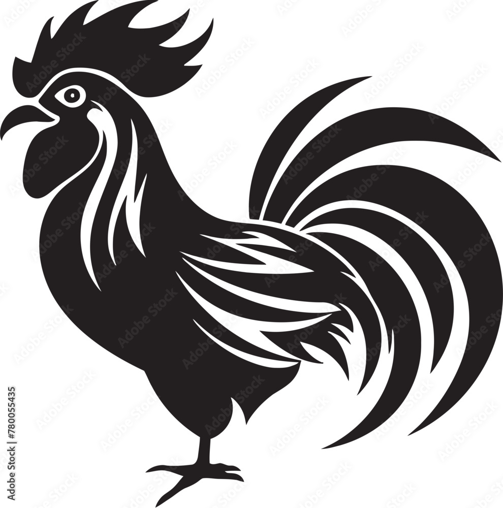 Plume Parade: Roster Chicken Icon in Vector Design Flight Fleet: Vector Logo of Roster Chicken Graphics