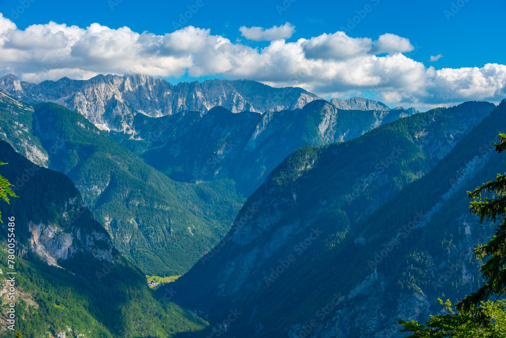 Fototapeta premium View over the Triglav national park from Supca viewpoint in Slovenia
