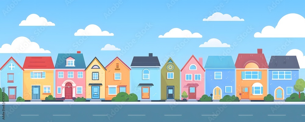 a row of colorful houses