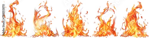 a group of flames on a white background