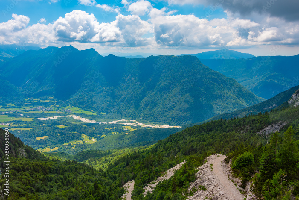 Obraz premium Panorama view over Soca river valley in Slovenia
