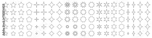 all star shapes vector lines outline
