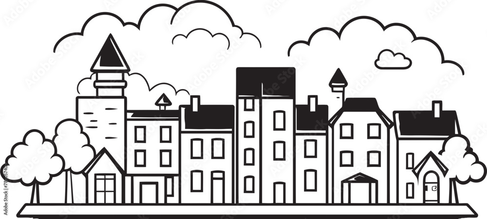 Skyline Scribbles: Clean Townscape Line Art Icon Cityscape Sketchbook: Vector Logo of Urban Landscape Sketch Skyline Scribbles: Clean Townscape Line Art Icon Cityscape Sketchbook: Vector Logo of Urban Landscape Sketch