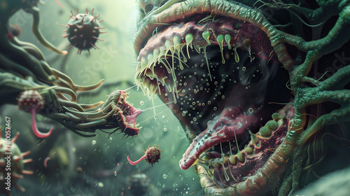 fantasy art style picture of an eldritch horror bacteria photo