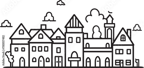 Architectural Essence: Vector Logo Featuring Basic Cityscape Cityscape Canvas: Simplified Townscape Vector Icon