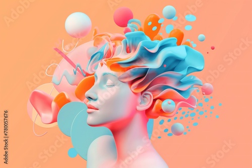 Vibrant Digital Art Illustration of a Woman's Face with Colorful Abstract Elements
