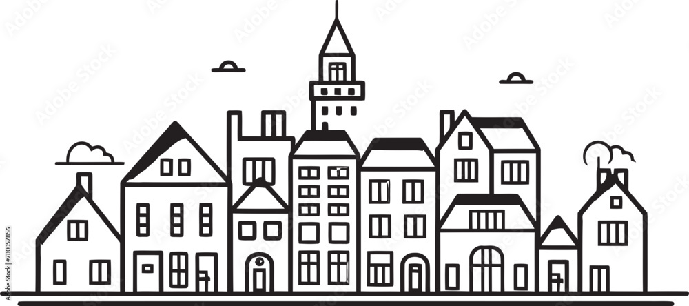 Skyline Sketchbook: Simplistic Vector Cityscape Icon Architectural Abstraction: Clean Line Drawing Logo Design