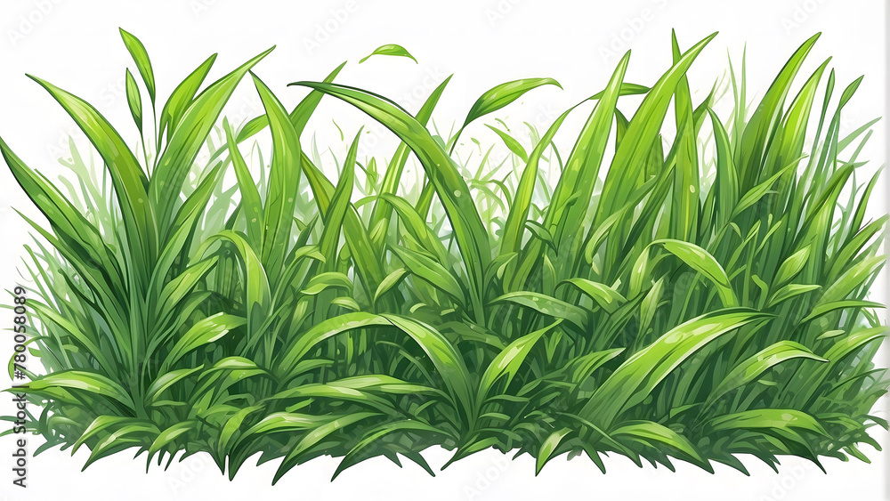 Fototapeta premium green grass sticker on white background