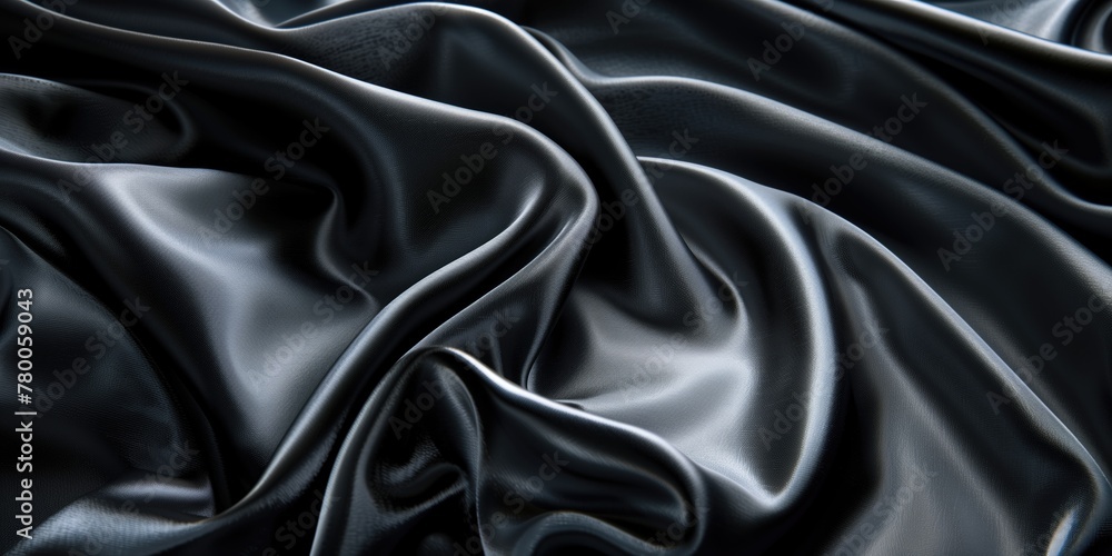 Fototapeta premium High-Resolution Black Background, Silky Smooth Texture, Elegant Monochromatic Backdrop, Soft Satin Fabric Appearance