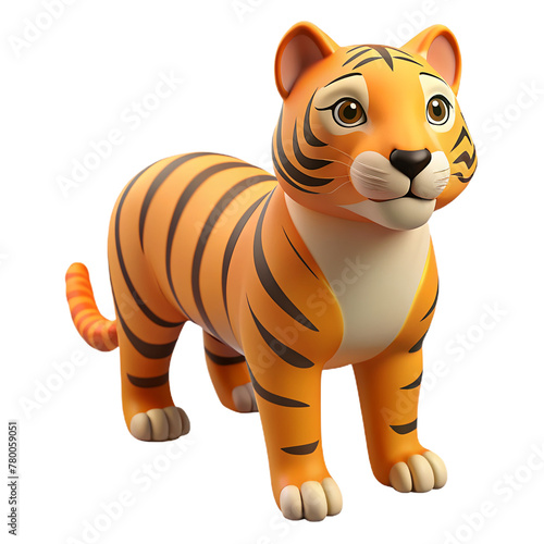 3d cartoon Tiger on transparent background. © shabbir
