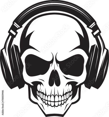 Bone Rhythms: Vector Icon of Skull and Headphones Melodic Marrow: Logo Design with Musical Skeleton