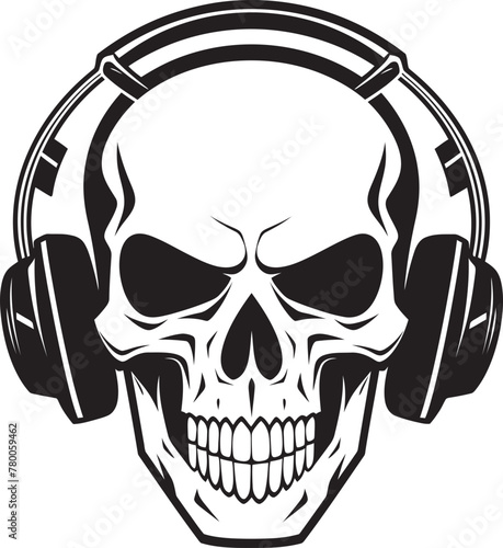 Skull Serenade: Logo Featuring Skeleton Listening to Music Melodic Marrow: Logo Design with Skull and Headphones