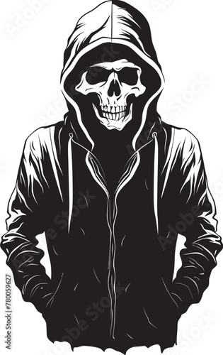 Urban Bones: Hooded Skeleton Vector Logo Skull Swagger: Hoodie-Wearing Skeleton Emblem