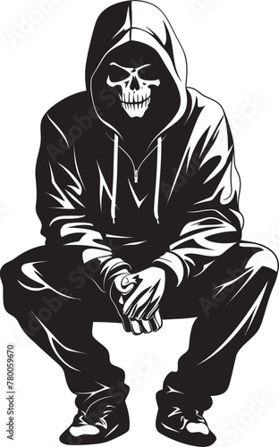 SkeleStreet: Urban Hoodie Skeleton Graphic Streetwise Skele: Hooded Skeleton Icon