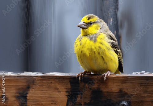 Bright canary. Close-up of a canary. Portrait of a beautiful cute bird.