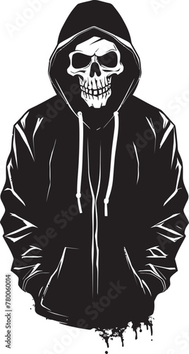 SkeleStreet: Vector Design of Skeleton in Hoodie Streetwise Skele: Hoodie-Wearing Skeleton Graphic