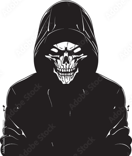 SkeleStreet: Vector Design of Skeleton in Hoodie Streetwise Skele: Urban Hoodie Skeleton Graphic