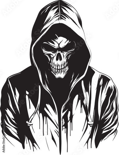 Urban Bones: Hoodie-Wearing Skeleton Vector Logo Skull Swagger: Stylish Hoodie Skeleton Emblem