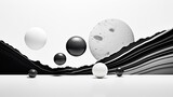 Abstract background of round objects. Composition of various rounded elements. Abstract composition of flying and colliding circles.