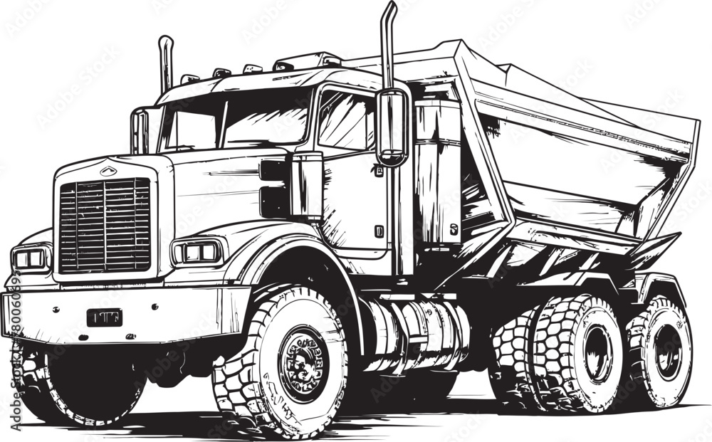 Sketchy Payload: Dump Truck Sketch Icon Graphics Dump Truck Draft: Vector Logo Design with Dump Truck Sketch