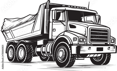 Dump Truck Sketch: Vector Logo Design with Dump Truck Sketch Sketchy Cargo Carrier: Sketch Icon Graphics of Dump Truck