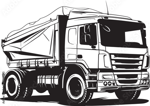 TruckSketcher: Dump Truck Sketch Icon DumpVision: Sketch Graphic of Dump Truck