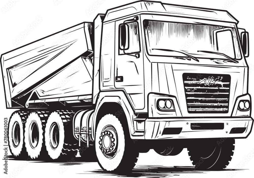 Dump Truck Doodles: Sketchy Icon Graphics Sketchy Haulage: Vector Sketch of Dump Truck Logo