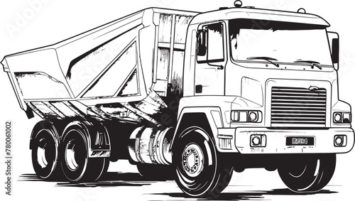 Sketchy Haulage: Vector Sketch of Dump Truck Logo Dump Truck Canvas: Sketch Icon Design