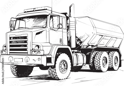 Dump Truck Blueprint: Sketch Logo Design Sketchy Hauler: Vector Dump Truck Sketch