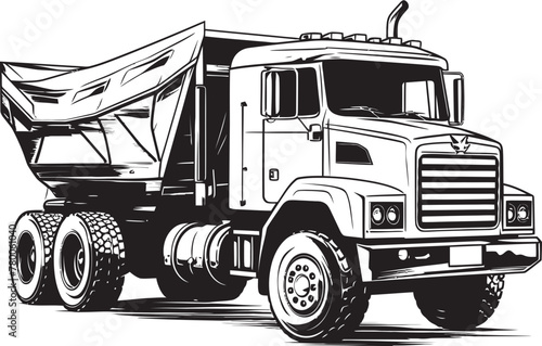 Vector Dump Blueprint: Sketch Logo Design Dump Truck Doodles: Sketchy Icon Graphics