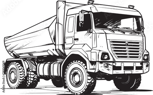 Dump Truck Express: Vector Logo with Sketch Sketchy Payload: Dump Truck Icon Graphics