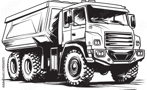 Sketchy Freight: Dump Truck Sketch Emblem Dump Truck Express: Vector Logo with Sketch