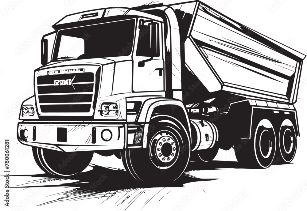 Dump Truck Doodles: Sketchy Icon Graphics Sketchy Haulage: Vector Sketch of Dump Truck Logo